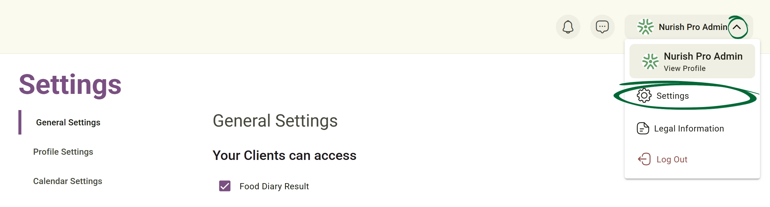 Open General Settings Screenshot